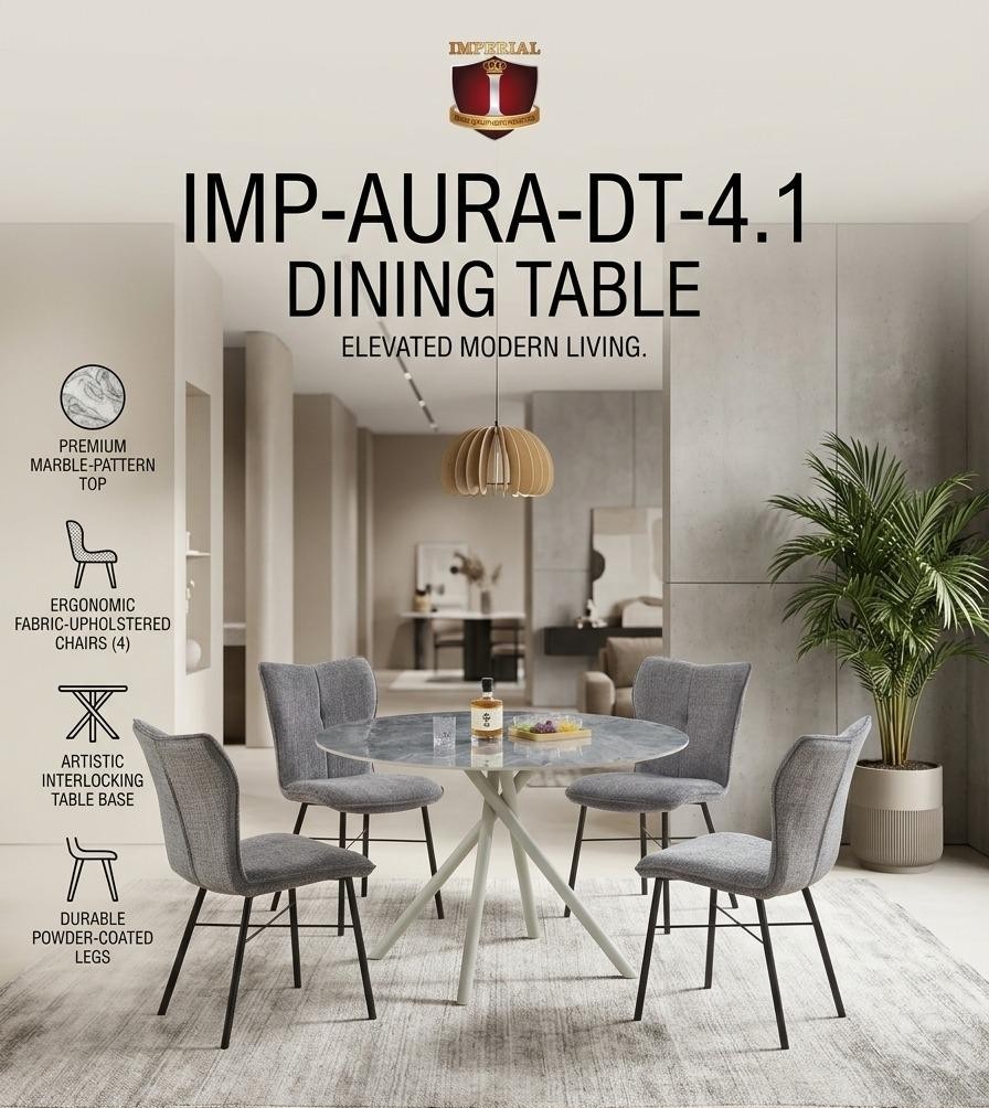 IMPERIAL AURA -- ROUND DINING TABLE WITH 4 CHAIRS -- CUTE